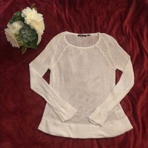 525 America white mesh knit sweater in EUC